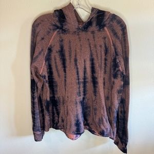 SUNDRY Tie Dye Cut Off Hoodie. SMALL